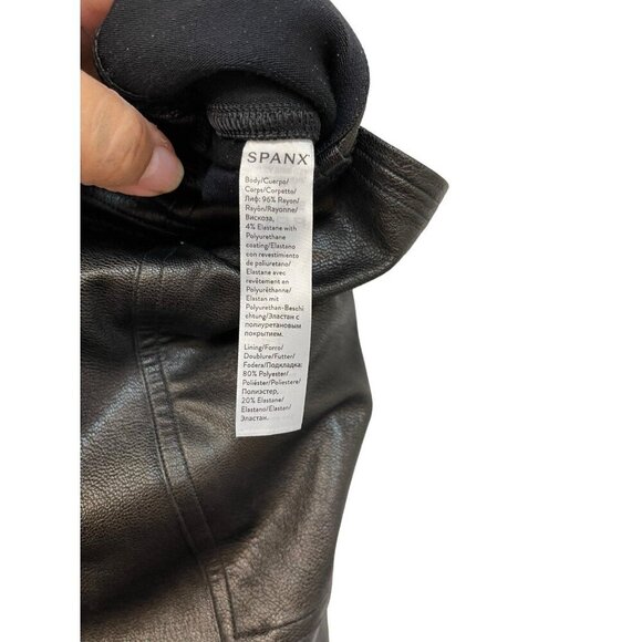 SPANX Black Faux Leather Joggers Women’s Size XL - Picture 5 of 8